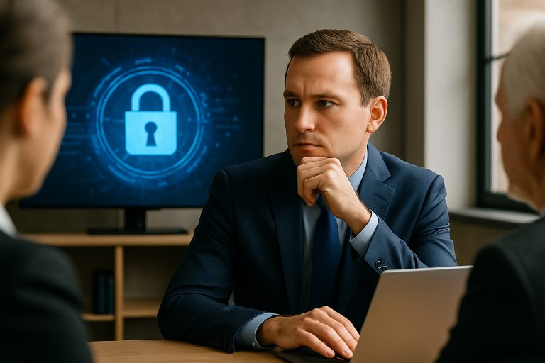 NIS-2 implementation in Germany - a boardroom meeting on cybersecurity.