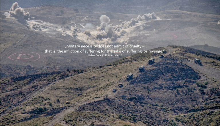 An aerial photo of a a landscape with a truck convoy moving on a hillside in bright day like.