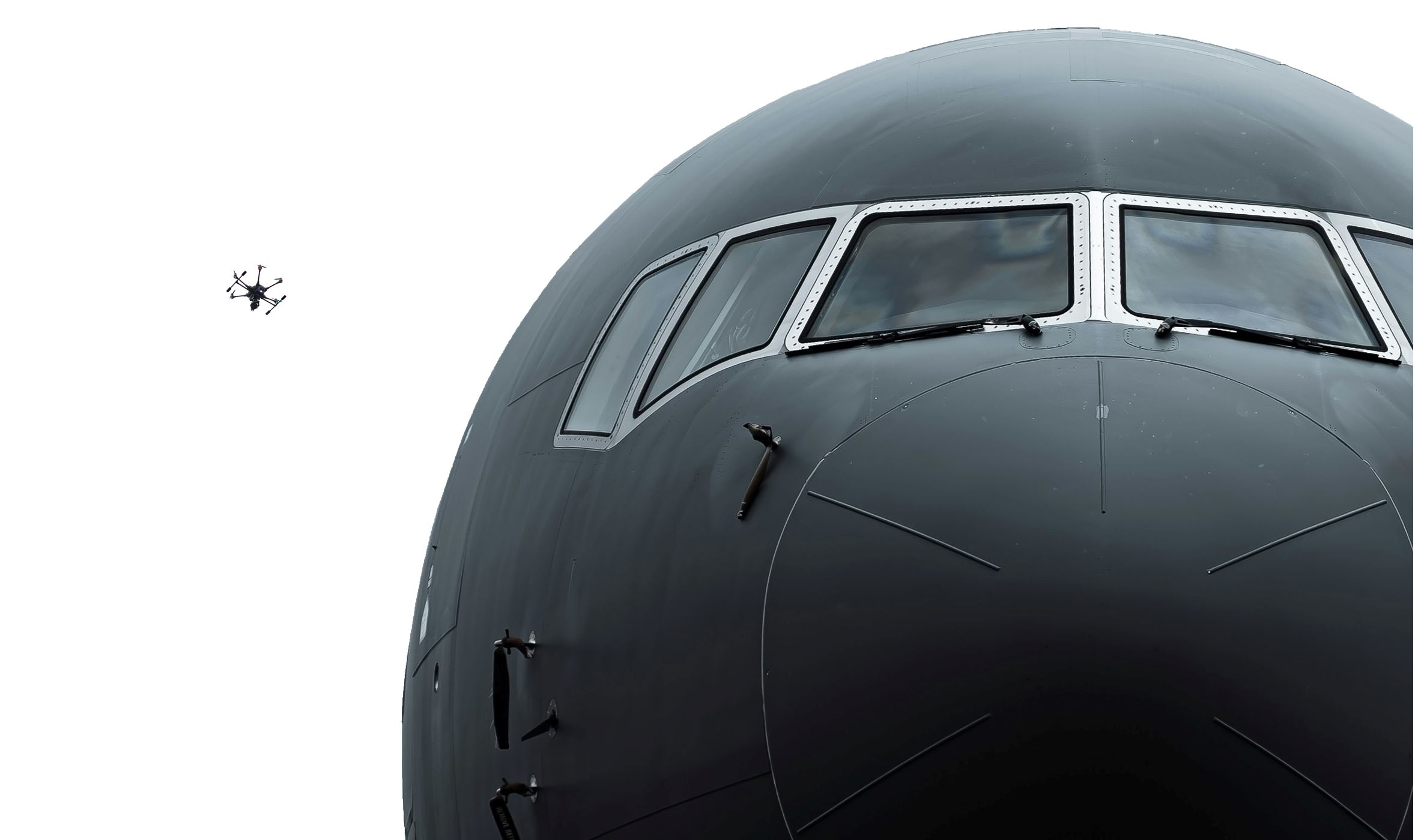 Big plane, small drone